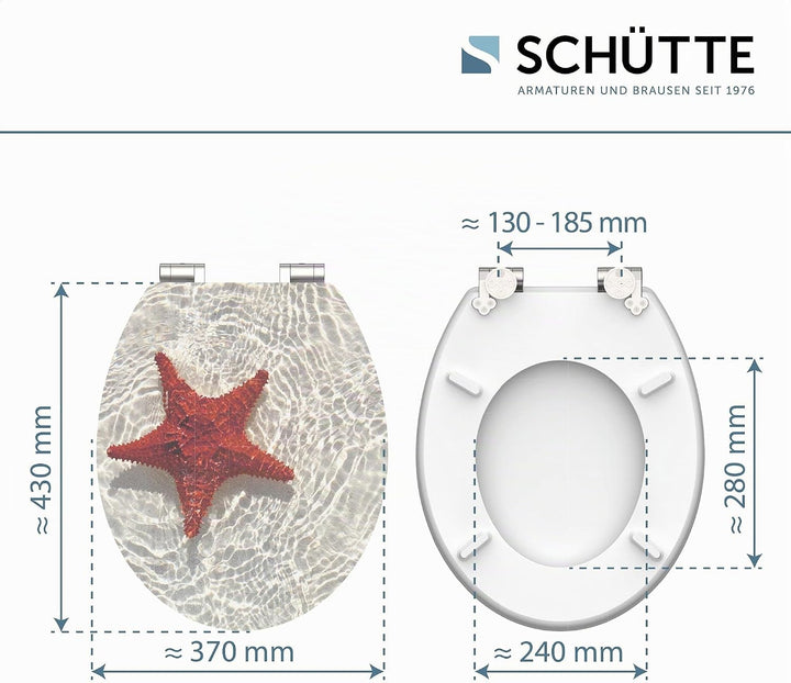 SCHÜTTE WC-Sitz STARFISH mit Absenkautomatik aus Holz, Design Toilettendeckel mit 175kg Belastbarkei