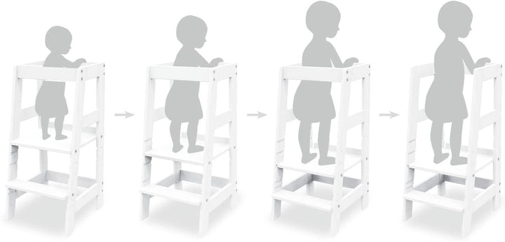 PINOLINO Fino Lernturm - Höhenverstellbarer Kinderhocker ab 1 Jahr – Kinder Tritthocker aus massiver