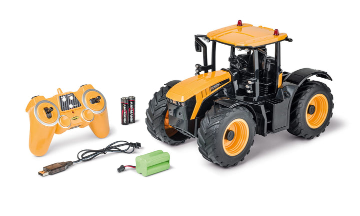 CARSON 500907653 - 1:16 RC Traktor JCB 2.4G 100% RTR - Ferngesteuertes Fahrzeug, Traktor mit Funktio