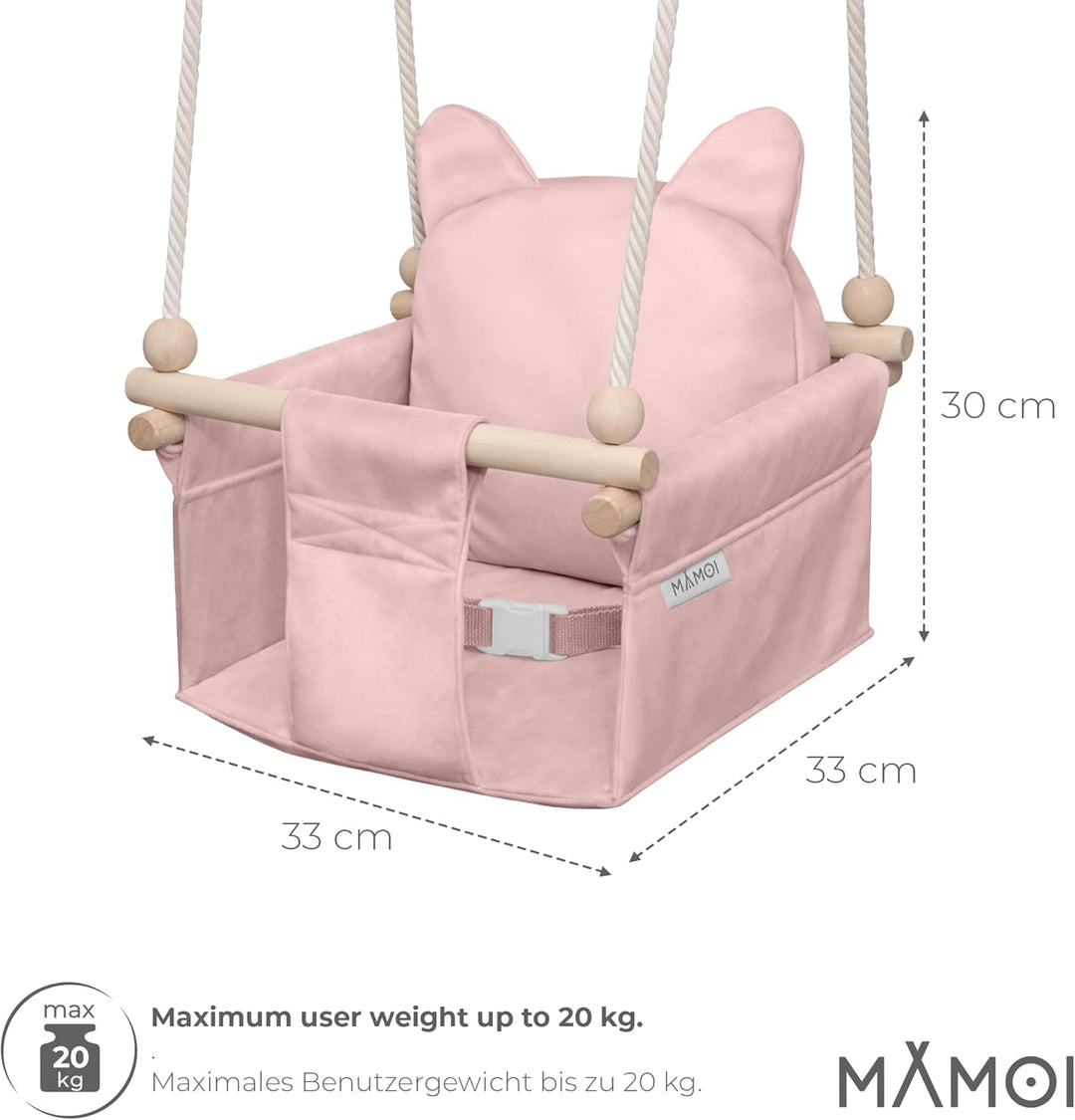 MAMOI Kinderschaukel mit Sicherheitsgurt, höhenverstellbar 150–190 cm, Schaukel für den Innenbereich