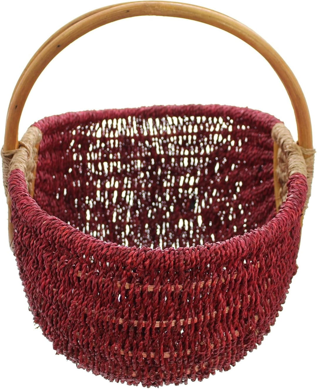 FRANK FLECHTWAREN Einkaufskorb "Rot/Natur", toller einkaufsbegleiter, Schönes Geschenk, Praktisch