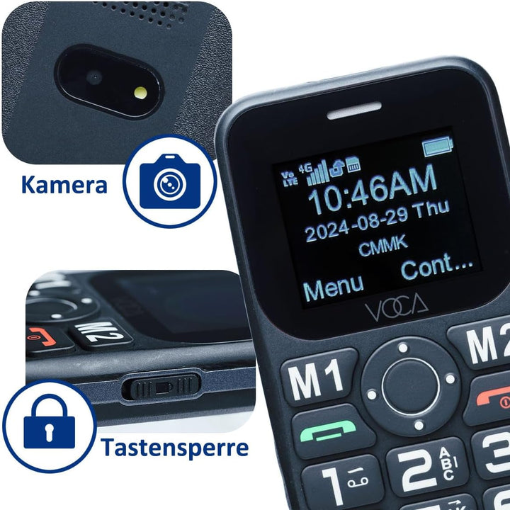 VOCA 4G-Telefon mit grossen Tasten für Senioren | Entsperrtes 4G LTE | Verstärkte Lautstärke | SOS-T