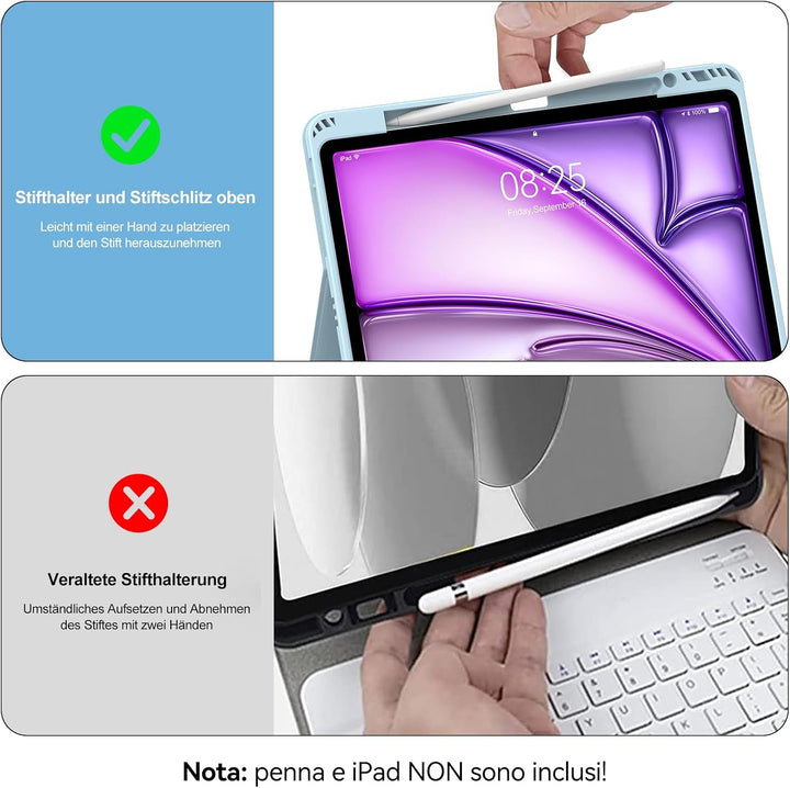 IVEOPPE Tastatur für iPad Air 13 (2025/2024), Hülle mit Tastatur für iPad air 13 Zoll M3/M2, 7-Farbi