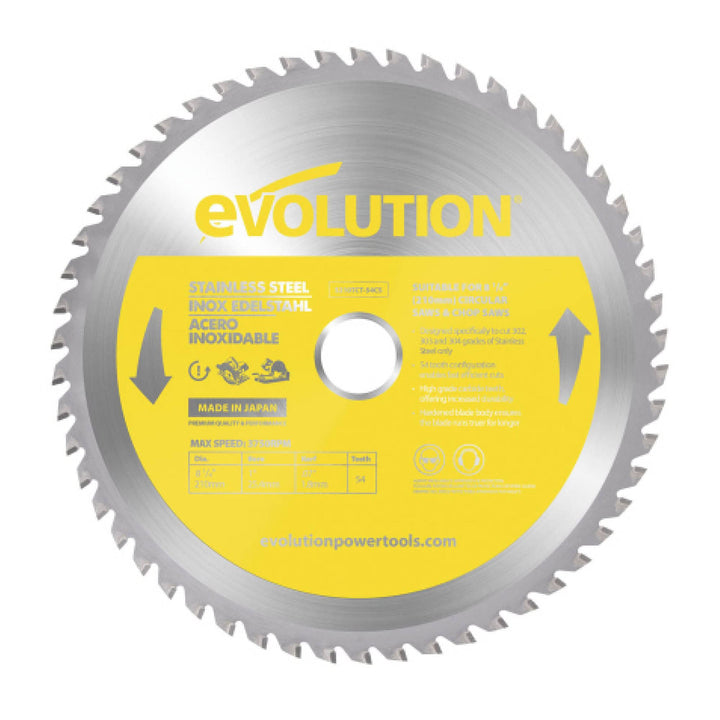 Evolution S210TCT-54CS - 210 mm Sägeblatt zum Schneiden von Edelstahl - Metall-Sägeblatt mit 54 Zähn