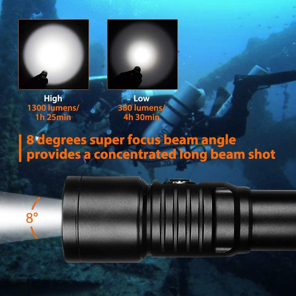 ORCATORCH D530 Tauchlicht, 1300 Lumen, 8 Grad schmaler Abstrahlwinkel, Titanlegierung, Seitenknopfsc