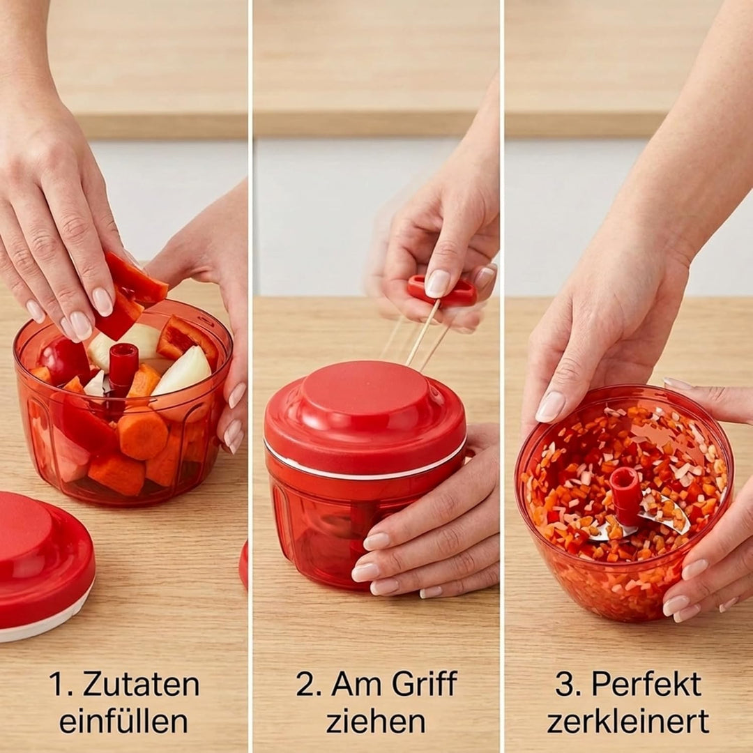 Zwiebelschneider Manuell，Zwiebel Zerkleinerer für Gemüse, Obst, Zwiebeln, Nüsse, Knoblauch (Rot)