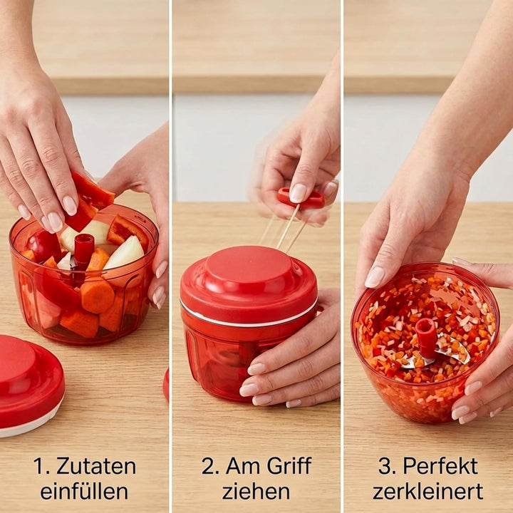 Zwiebelschneider Manuell，Zwiebel Zerkleinerer für Gemüse, Obst, Zwiebeln, Nüsse, Knoblauch (Rot)