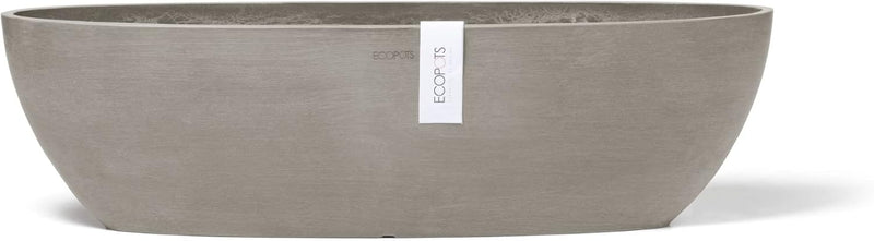 ECOPOTS Pflanzschale Sofia Dunkel Braun Grau - 56 x 14 cm oval gross - Pflanzentopf aus Recycling Ku
