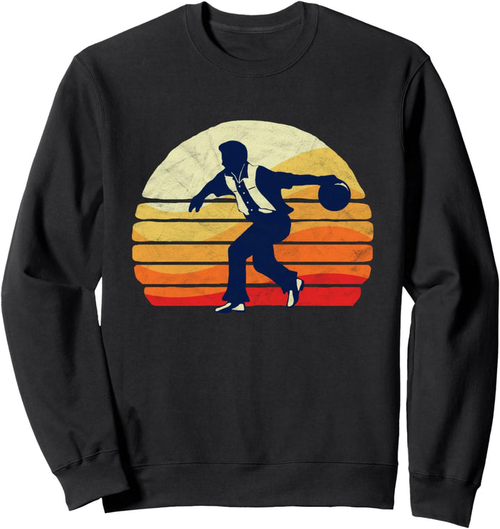 Cool Retro Bowler Vintage Sun 80's Pop Art Bowling Graphic Sweatshirt
