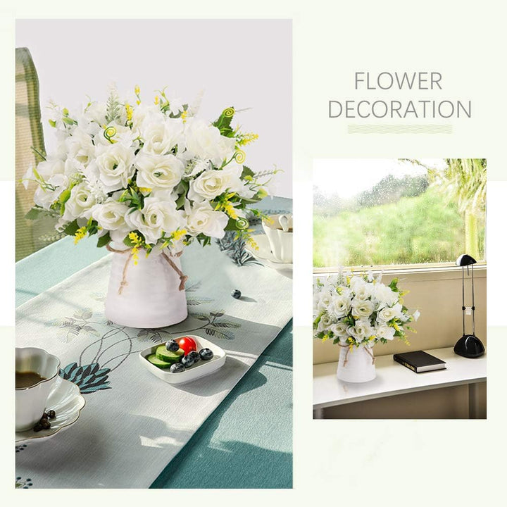 LESING Künstliche Blumen mit Vase Gefälschte Seidenblumen in Vase Gardenia Blumen Dekoration für Zuh