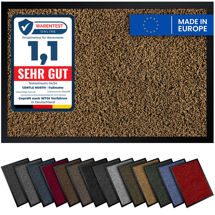 Gentle North Hochwertige Fussmatte Beige Schwarz 80x120cm gross für Innen & Aussen - Schmutzfangmatt