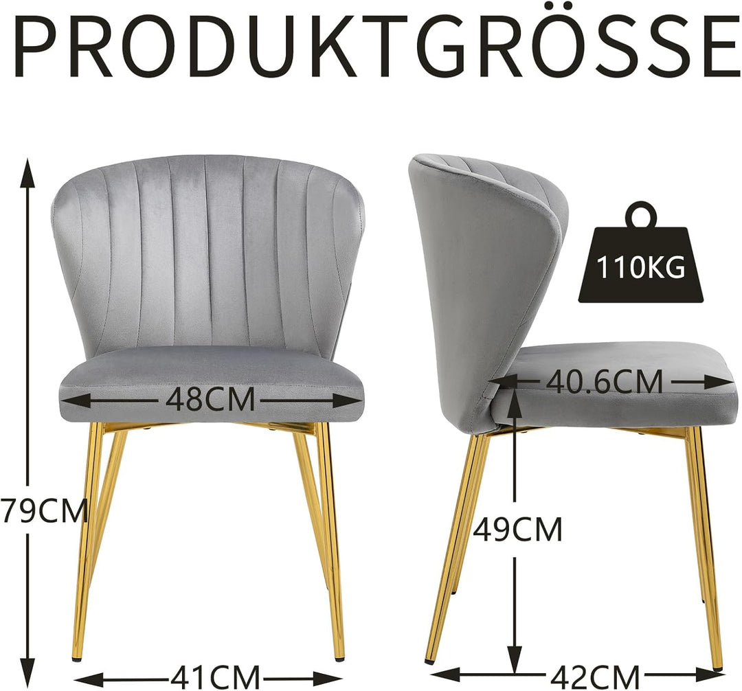 Sepnine Moderne Esszimmerstühle Samt, Küchenstuhl,Gepolsterter Sitzfläche aus Komfortschaum,mit Meta