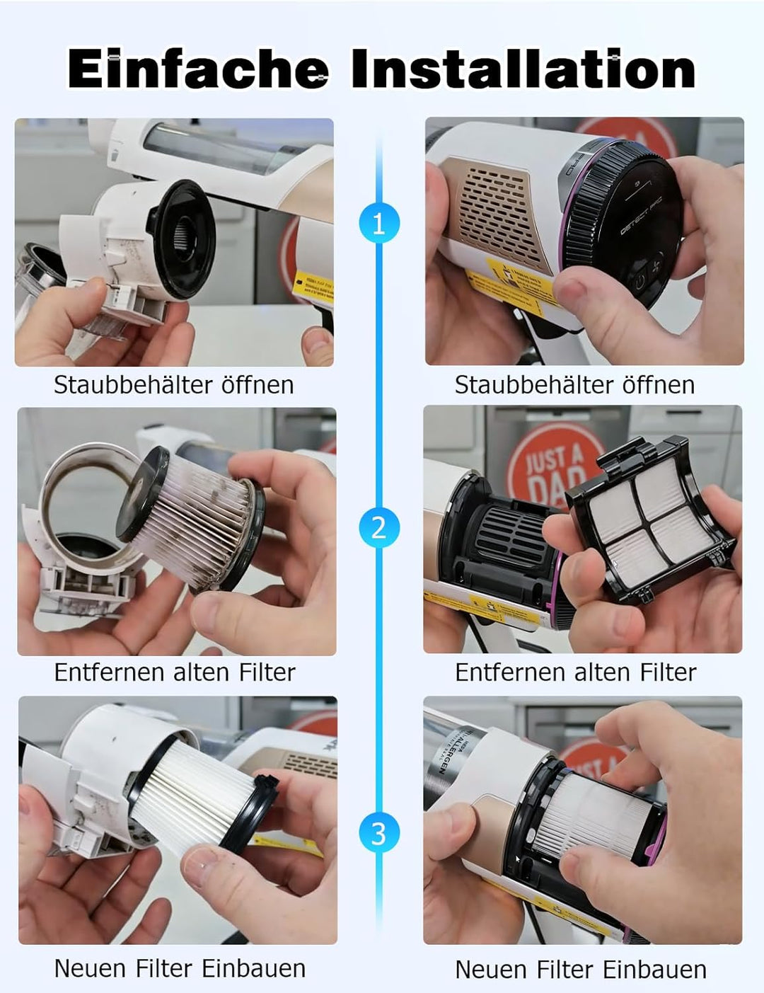 Mellbree Ersatzfilter für Shark IW3612EU, HEPA Waschbarer Filter für Shark Detect Pro, Kompatibel mi
