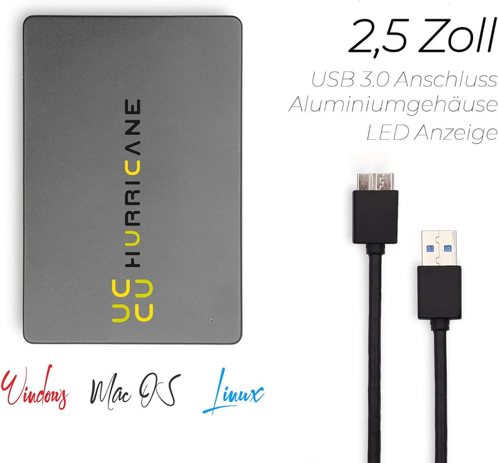 HURRICANE MD25U3 Externe Festplatte 1TB 2,5" USB 3.0 tragbare Speicherplatte für Fotos TV PC Laptop