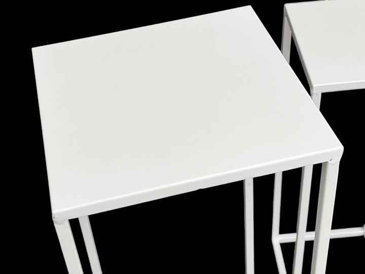 DanDiBo Blumenhocker Metall Weiss Eckig Blumenständer Beistelltisch 96482 2er Set Blumensäule Modern