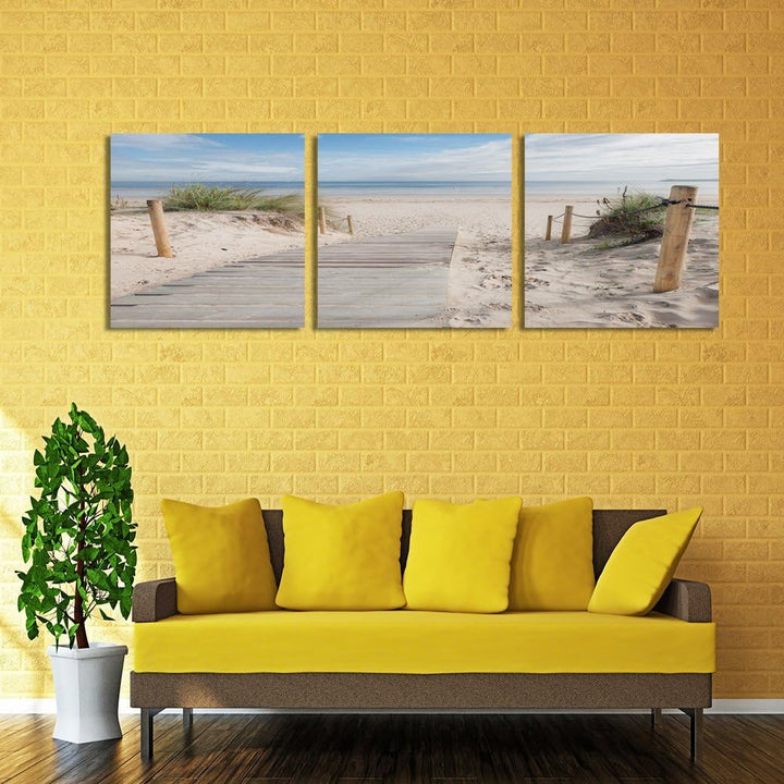 Feeby Bilder 3 Teile Strand Sand Wasser Gras 180x60 cm Wohnzimmer Schlafzimmer Büro Flur Küche Wandb
