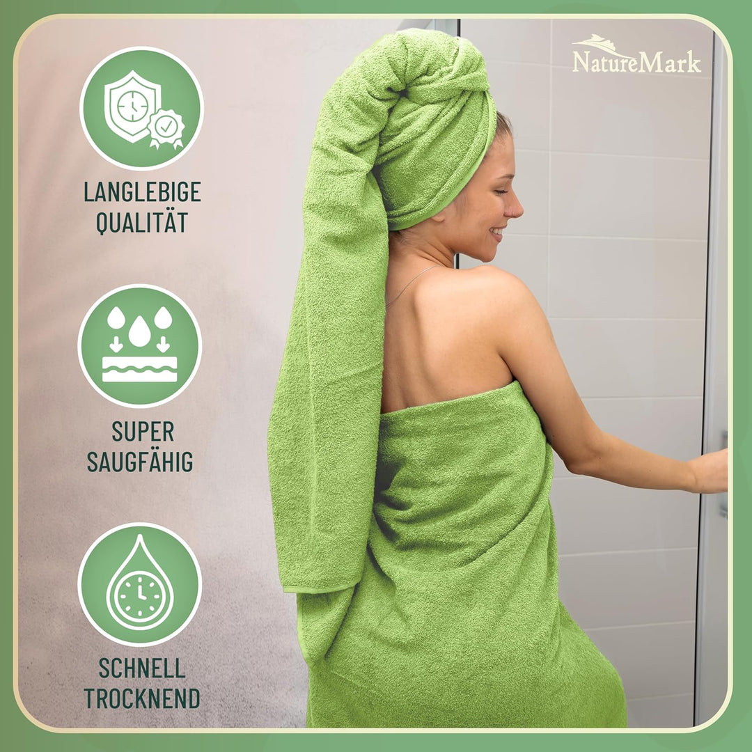 GREEN MARK Textilien 10 TLG. FROTTIER Handtuch-Set mit verschiedenen Grössen 4X Handtücher, 2X Dusch