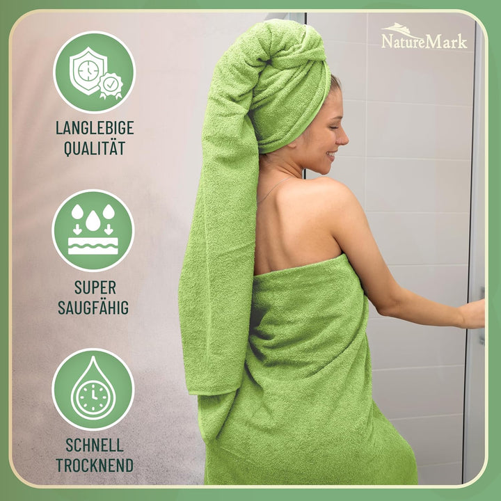 GREEN MARK Textilien 10 TLG. FROTTIER Handtuch-Set mit verschiedenen Grössen 4X Handtücher, 2X Dusch