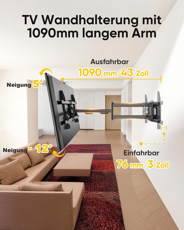 FORGING MOUNT TV Wandhalterung Schwenkbare Neigbare TV Halterung für 37-80 Zoll Flach & Curved Ferns