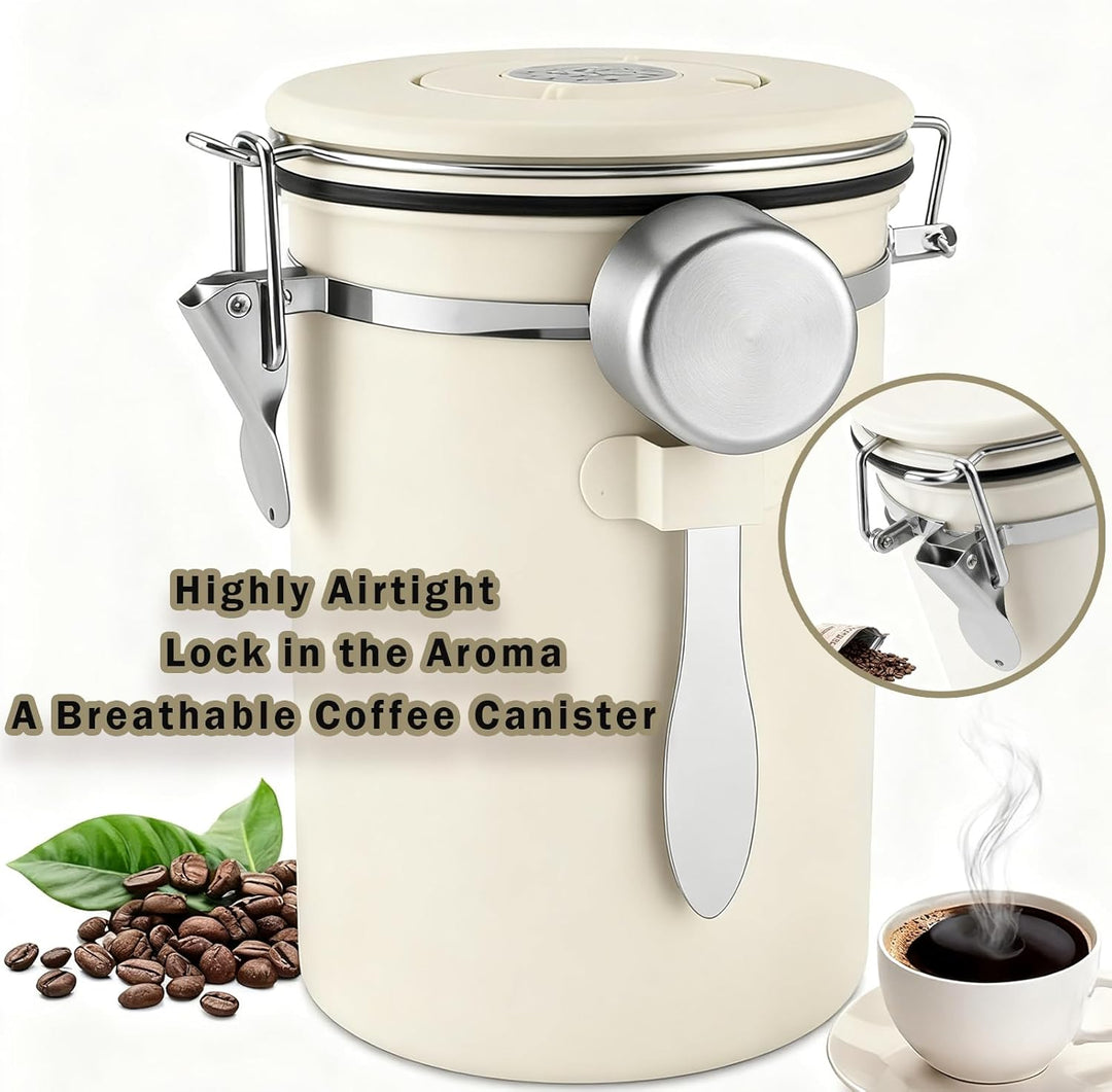 JAWAI 1,8L Luftdichte Edelstahl Kaffeedos, Kaffeebohnen Behälter, Kaffeedose Luftdicht, Geeignet für