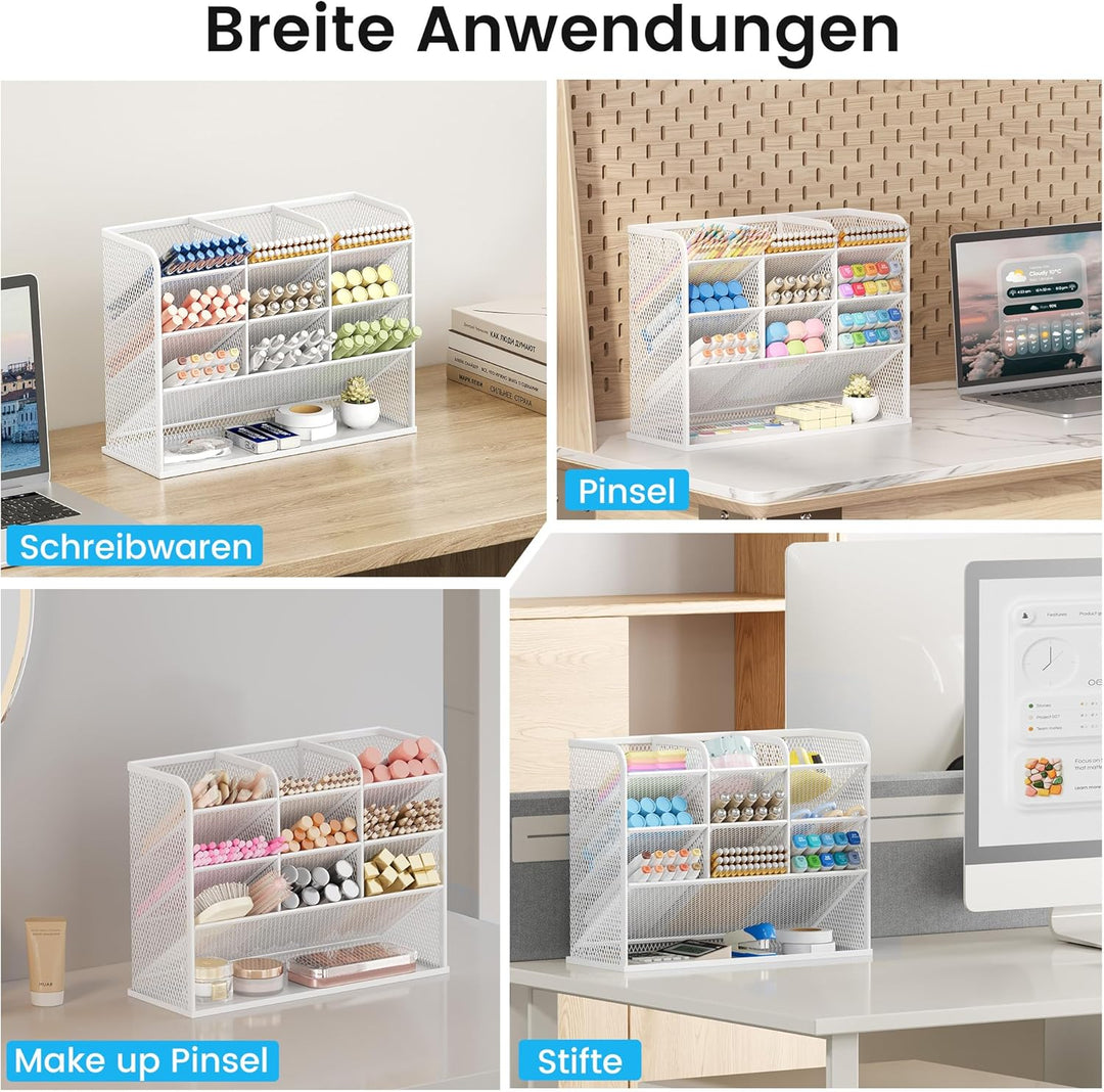VITVITI Schreibtisch Organizer, 9 Fächer Stiftehalter, Netz Stifte Regal aus Metall, Stiftehalter Sc