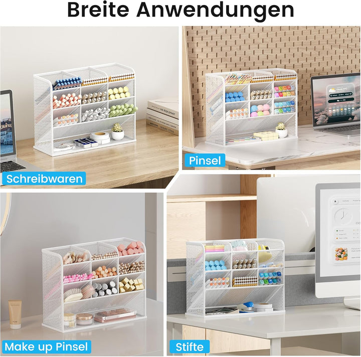 VITVITI Schreibtisch Organizer, 9 Fächer Stiftehalter, Netz Stifte Regal aus Metall, Stiftehalter Sc