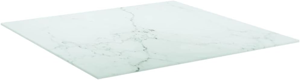 BADJAS Tischplatte Weiss Hartglas in Marmoroptik Schreibtischplatte, DIY Stabile Esstisch, Schreibti