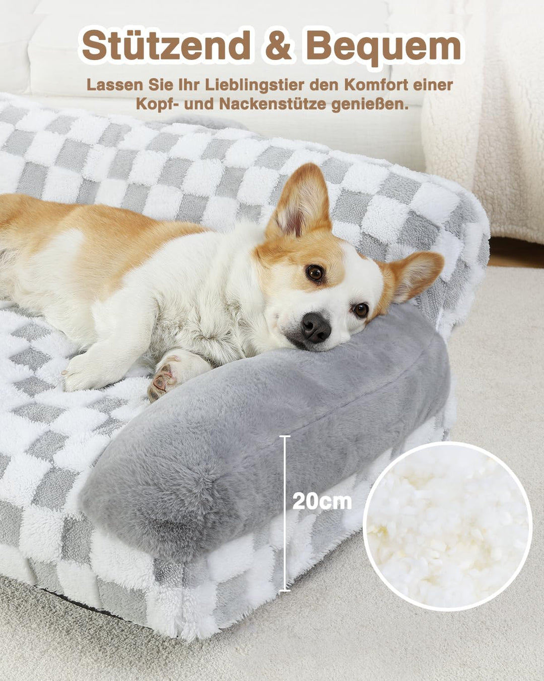 KSIIA Orthopädisches Katzenbett Flauschig 89x56cm, Abnehmbar Katzensofa Hundebett Waschbar, Hundesof