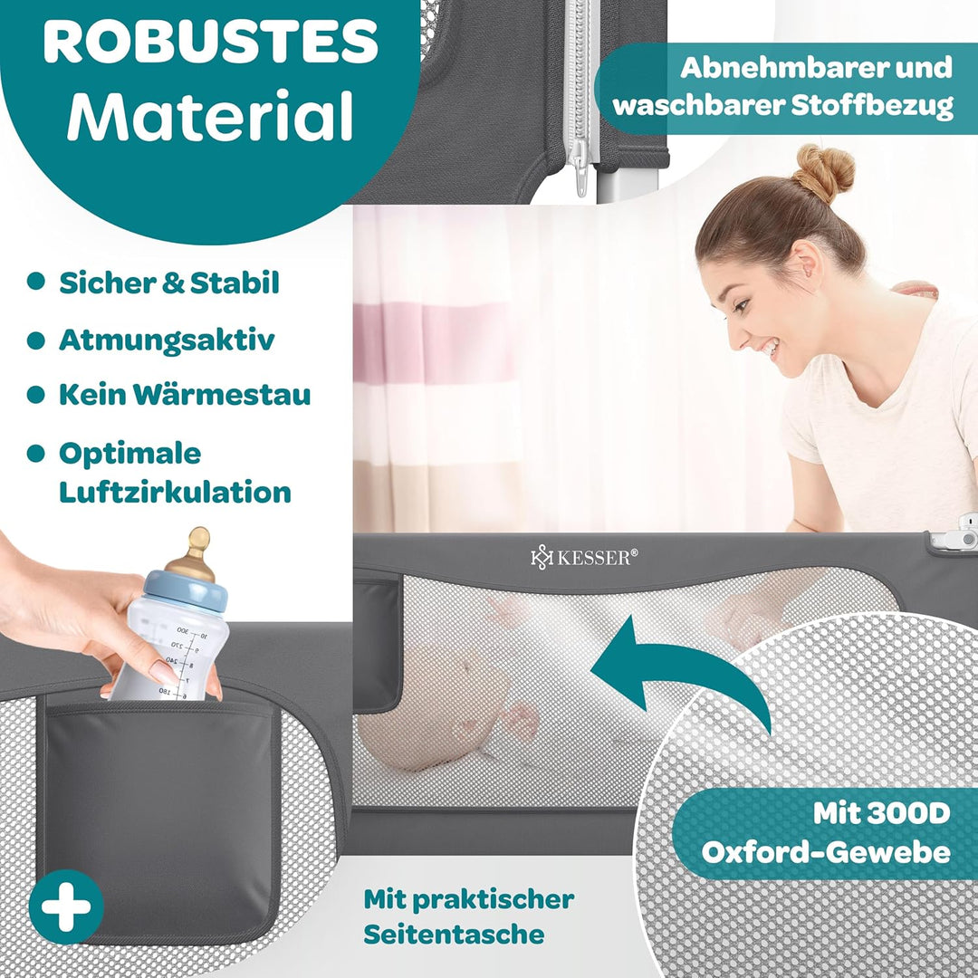 KESSER® Bettschutzgitter 180 cm, Bettgitter Kinderbett höhenverstellbar | Rausfallschutz Bett für Ba