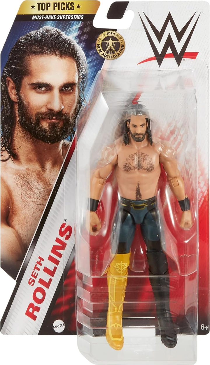 Mattel WWE Top Picks Actionfiguren, 15,2 cm grosse Seth Rollins zum Sammeln, mit 10 Gelenkpunkten un
