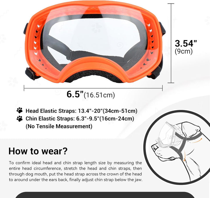 Hundebrille Winddichte Hunde Sonnenbrille Hund Schutzbrille mit Verstellbare Band Geeignet für Mitte
