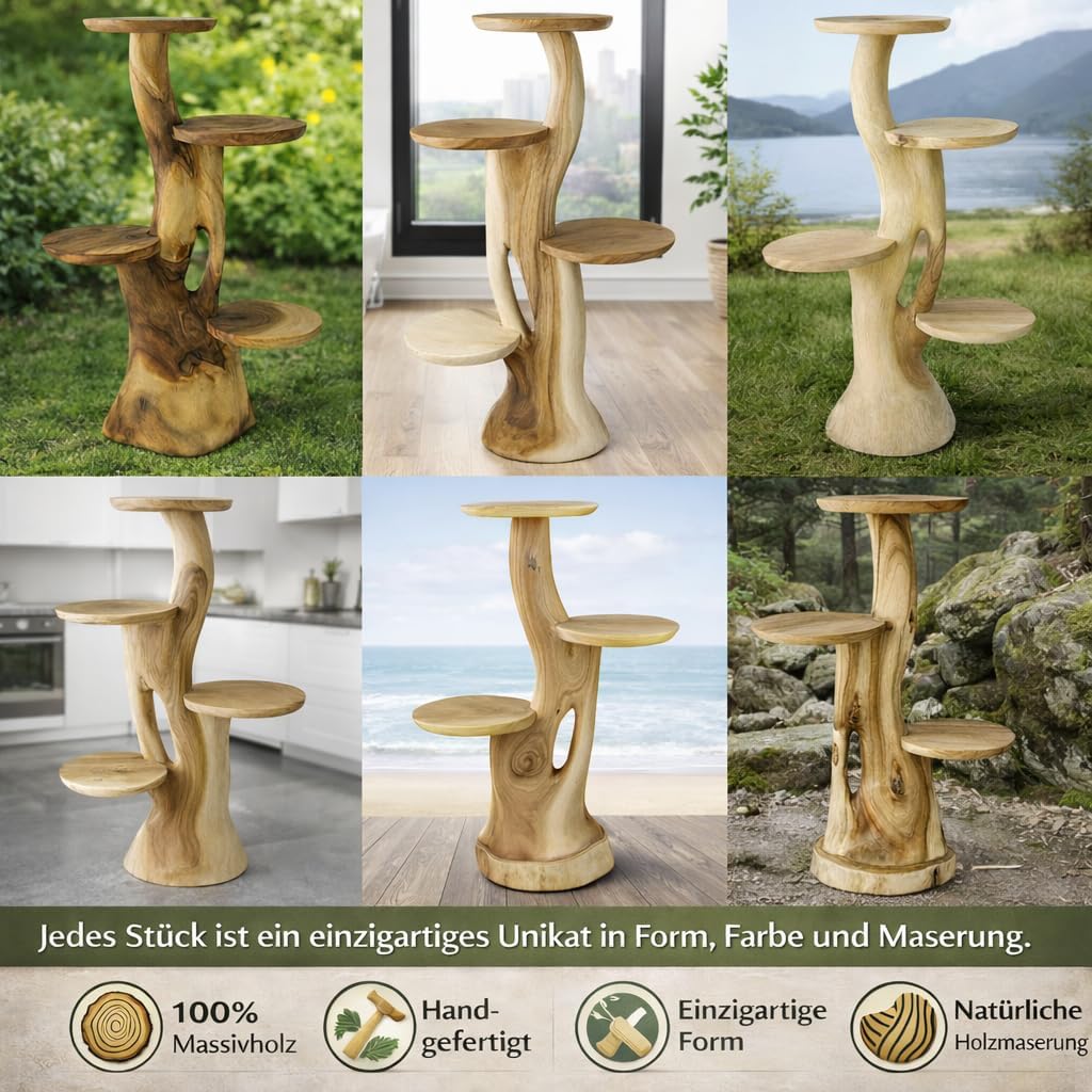 My-goodbuy24 Blumenständer Blumentreppe Blumenpodest Blumenhocker Pflanzen Blumen Deko Treppe Holz M