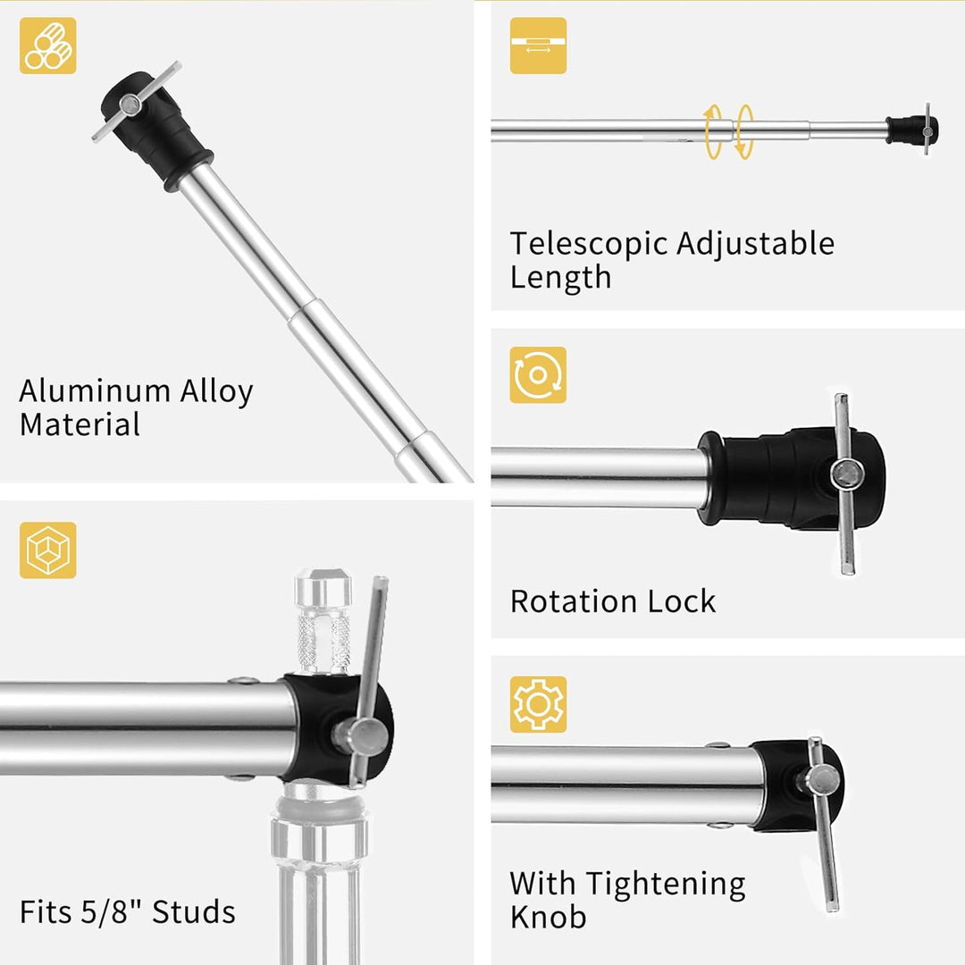 Selens 120-300cm Hintergrundständer Querstange Verstellbarer Hintergrund Ständer Backdrop Stand Silb