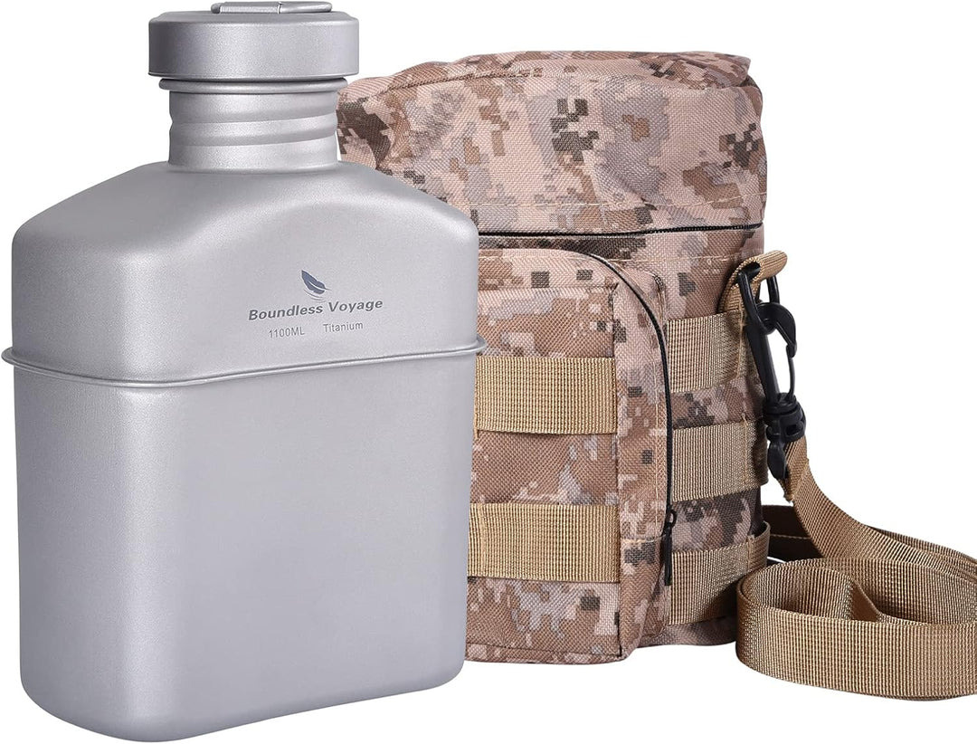 iBasingo Titan Feldflasche Camping Kochgeschirr Becher Militär Wasserflasche Outdoor Kantine Tassen