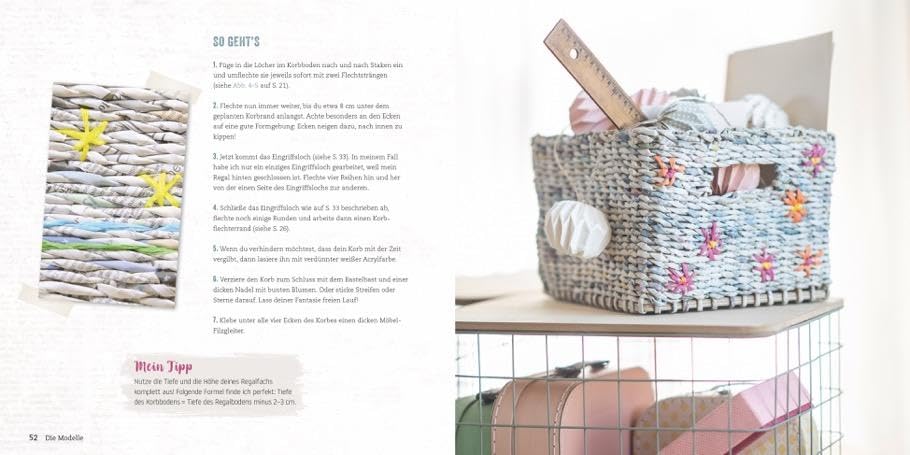 Paper Baskets. Körbe, Accessoires und Deko-Ideen aus Altpapier. Korbflechten mit detaillierten Anlei