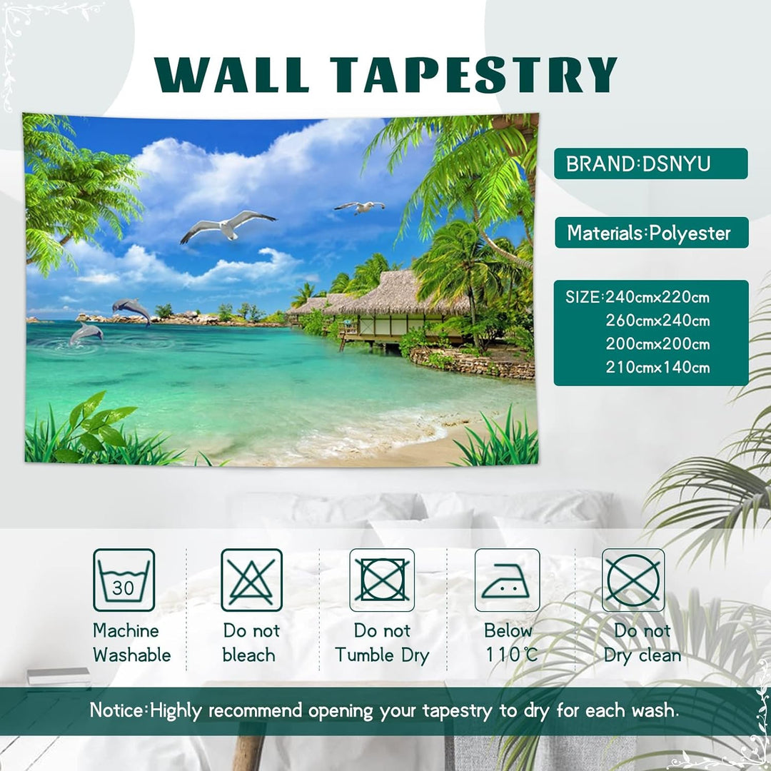 Dsnyu Wandtuch Vogel, Wall Tapestry Nature Grün Blau Landschaft Tropische Wandbehang Zimmer Polyeste
