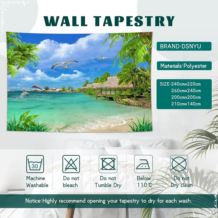 Dsnyu Wandtuch Vogel, Wall Tapestry Nature Grün Blau Landschaft Tropische Wandbehang Zimmer Polyeste