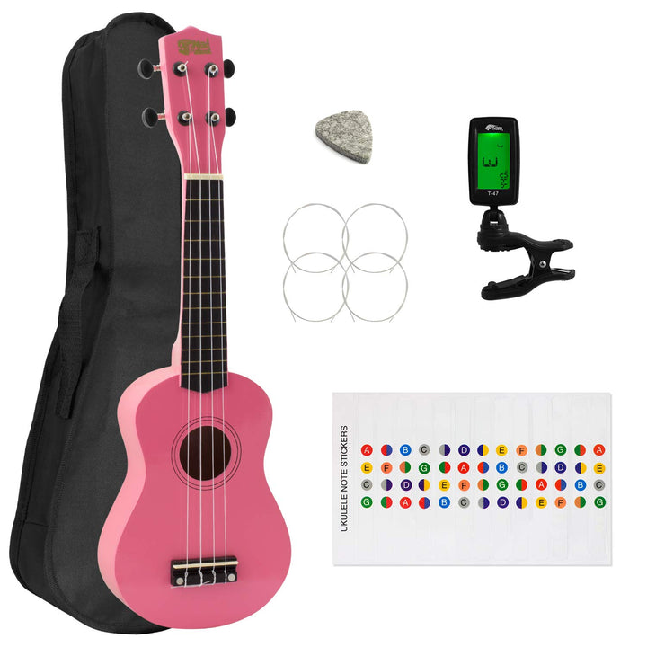 Mad About SU8-TU-PK Sopran-Ukulele für Anfänger, inkl. Tasche und Stimmgerät - Rosa