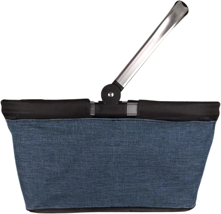 Einkaufskorb faltbar, 20L Tragekorb mit Alurahmen faltbar, Geschenk Einkaufstasche Mama, navy, Navy