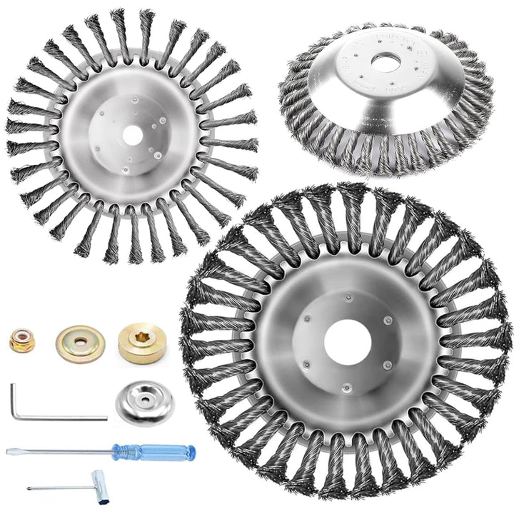 Professional Unkrautbürste Set - 2 Stücke für Rasentrimmer und Motorsense (6 Zoll + 10 Zoll) - Kegel