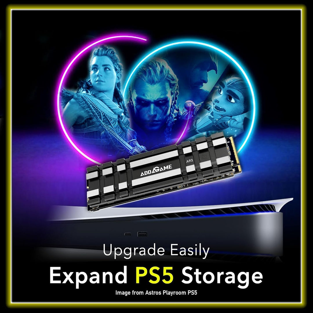 Addlink A93 2TB Gaming PC PS5 M.2 SSD mit Heatsink, ultimative Gaming-Leistung bis zu 7.400 MB/s, Ge