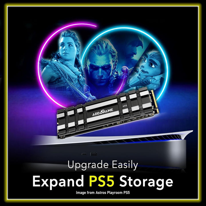 Addlink A93 2TB Gaming PC PS5 M.2 SSD mit Heatsink, ultimative Gaming-Leistung bis zu 7.400 MB/s, Ge