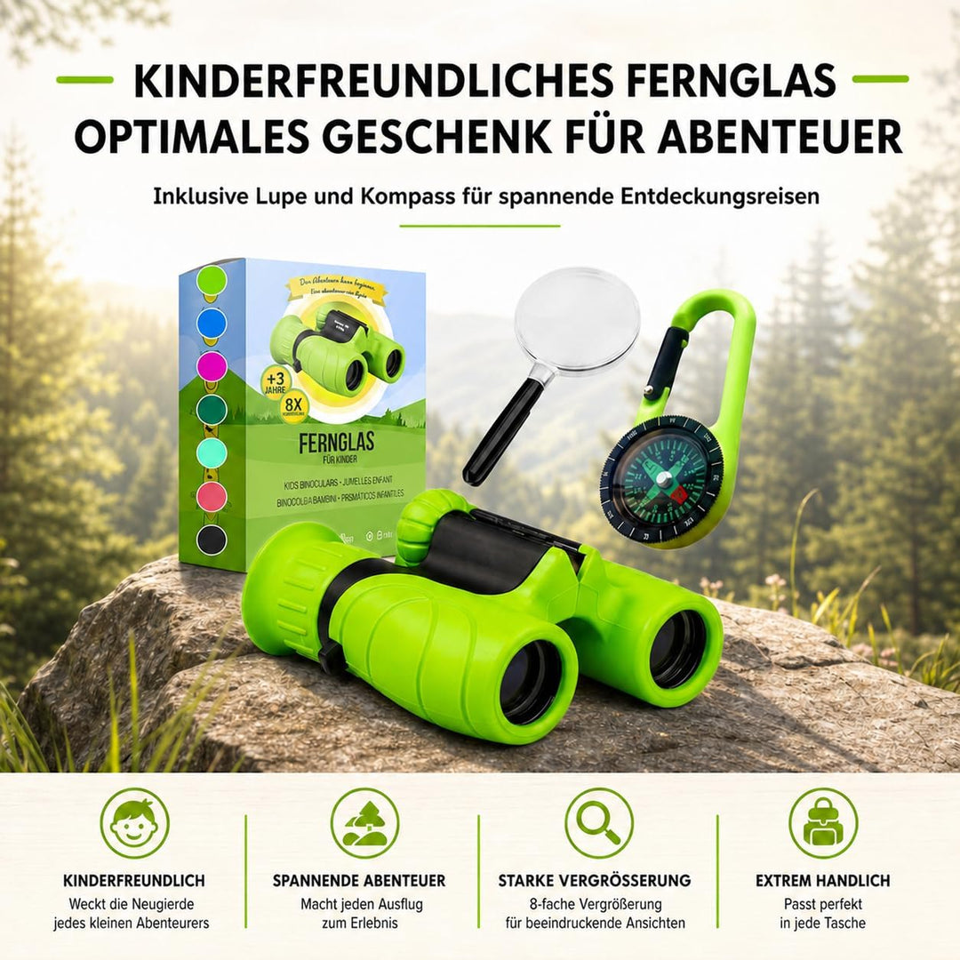 Fernglas für Kinder - Optimales Ostergeschenk - Starke Vergrösserung 8X21 – Umfangreiches Set inklus