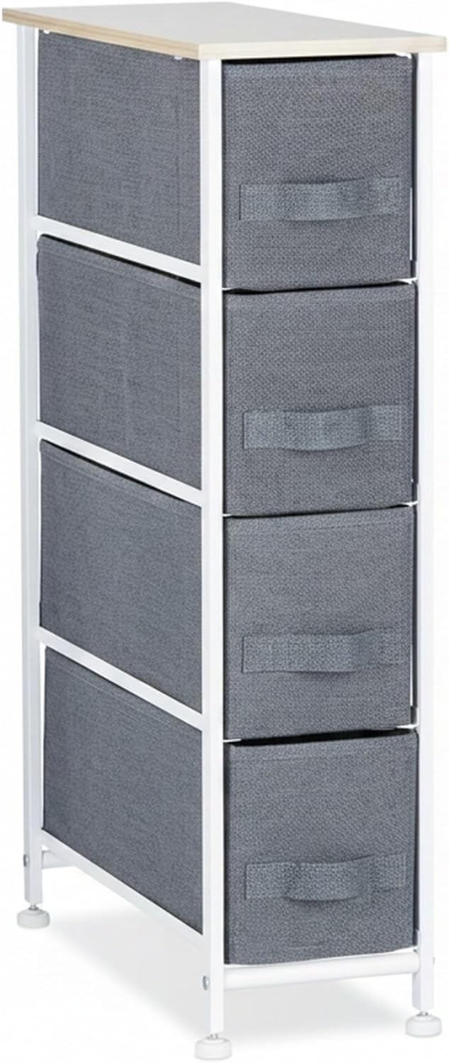 Relaxdays Regalsystem, 4 Stoff-Schubladen, HxBxT: 76 x 20 x 48 cm, universale Schubladenbox, Metall