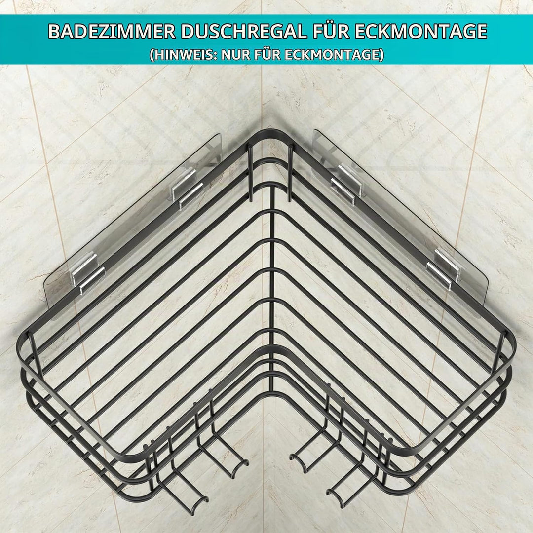 Yazoni Duschregal Ecke 4 Stück - Duschablage Ohne Bohren mit Seifenhalter, Edelstahl Badezimmer Orga