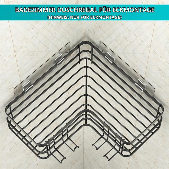 Yazoni Duschregal Ecke 4 Stück - Duschablage Ohne Bohren mit Seifenhalter, Edelstahl Badezimmer Orga