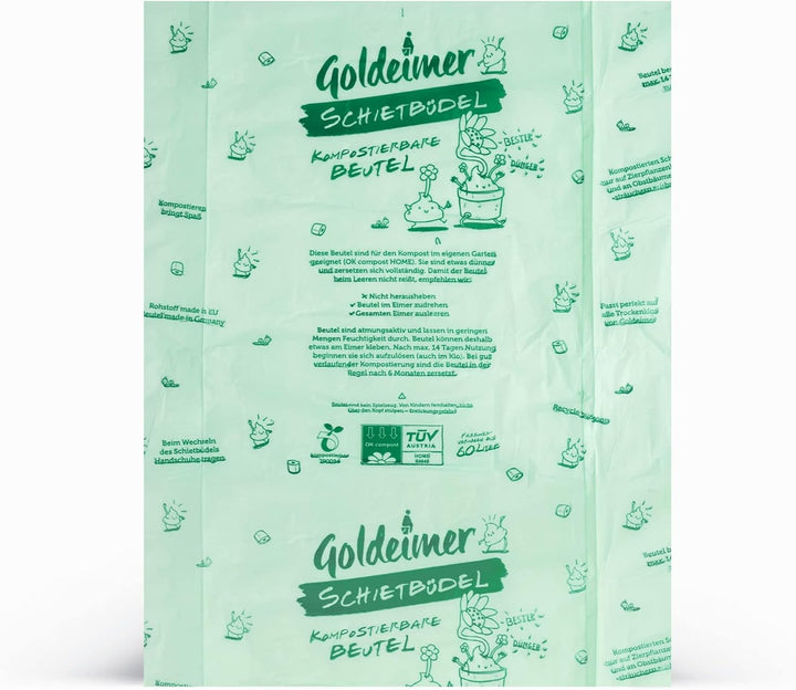 Goldeimer Schietbüdel kompostierbare Fäkalienbeutel 50 Stück - 40-60 Liter für Trockentoilette 5er P