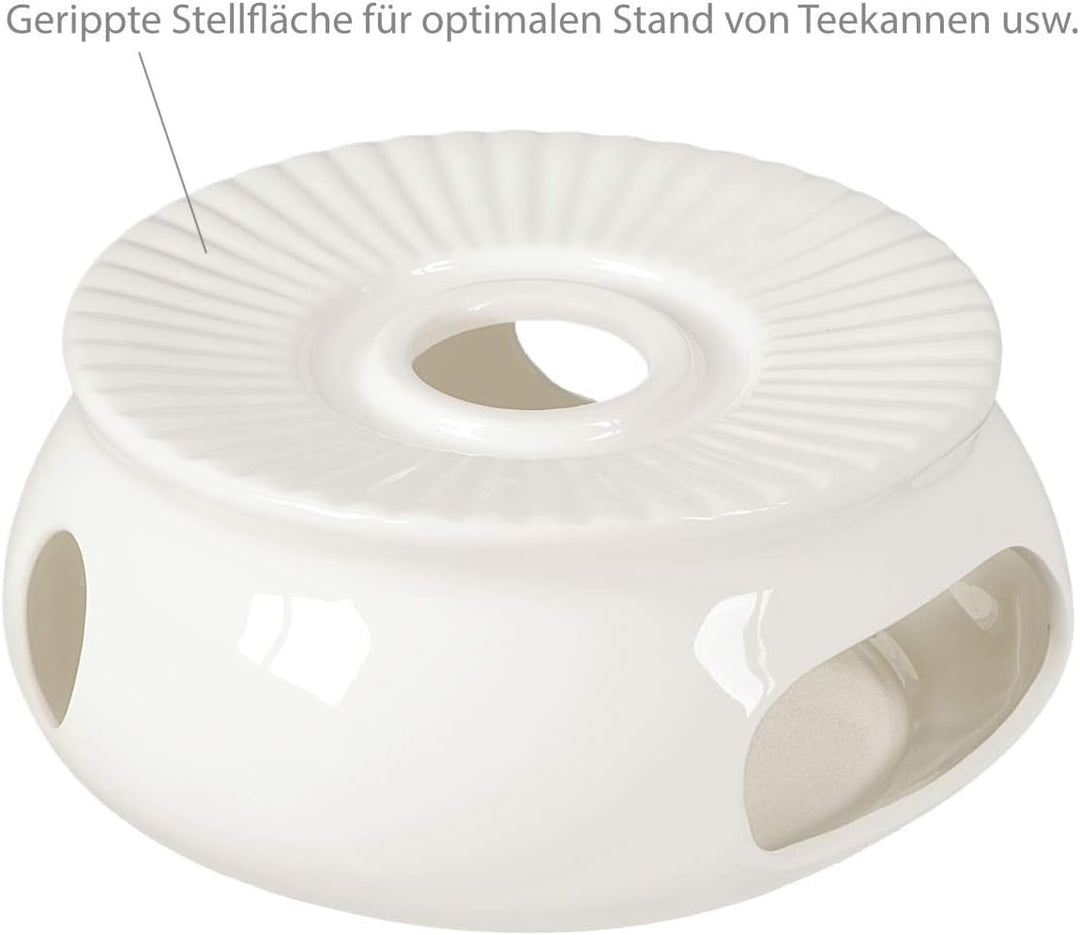 Buchensee Porzellan Kanne 1,5 Liter mit Stövchen. Elegantes Teeset/Kaffeeset aus Fine Bone China mit