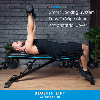 Bluefin Fitness Weight Bench Adjustable | Easily Switch Between Incline Decline Bench Exercises | Fo