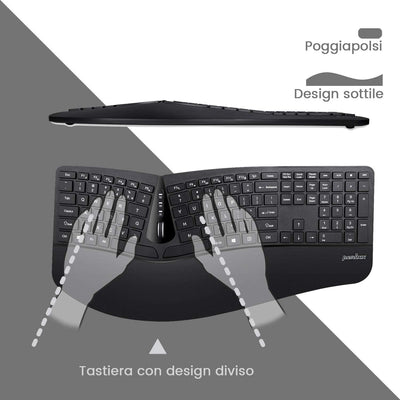 Perixx Periduo, Set, ergonomische Tastatur mit vertikaler Maus. Full-Size Wireless, Full-Size Wirele